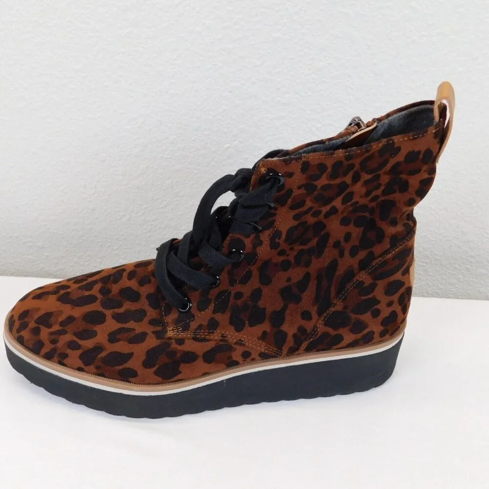 Dr Scholls Womens Leopard Print Zipper Lace Up Slip On Ankle Boots Sneakers 7M - Picture 4 of 11